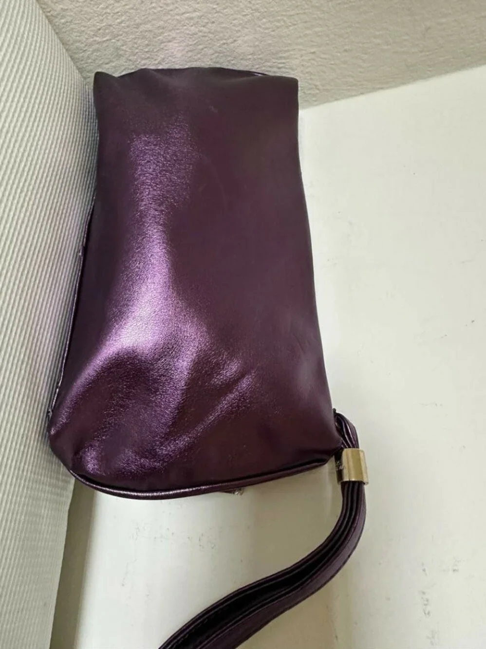 Victoria's Secret Purple Clutch Wristlet Evening Bag Make Up Bag w/Gold Bow